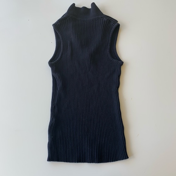 MaxMara Black Collared Ribbed Tank - Picture 3 of 4